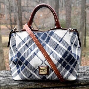 Dooney & Bourke Navy Plaid Mini Barlow Satchel Crossbody Heritage Build Pre-own